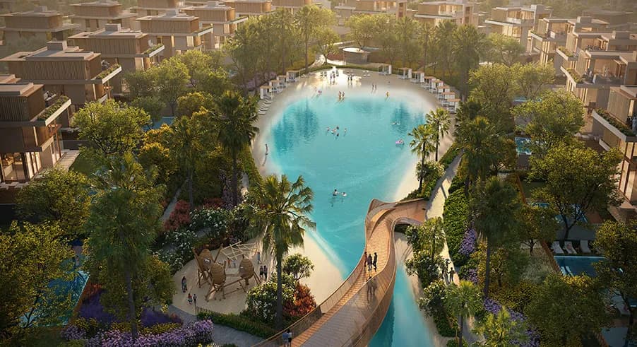 Lagoon park within the Nad Al Sheba Gardens master community