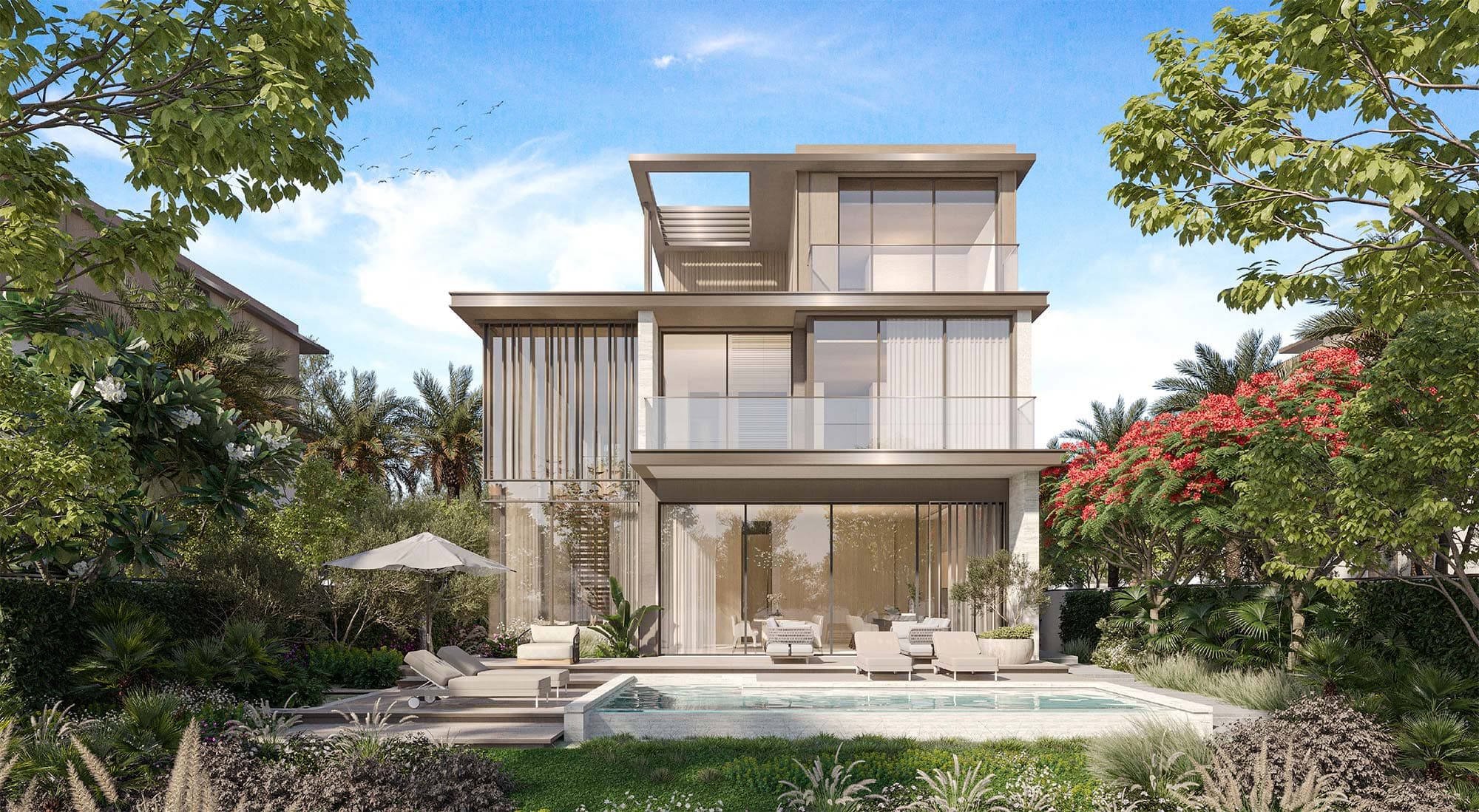 Five-bedroom villa exterior at Nad Al Sheba Gardens